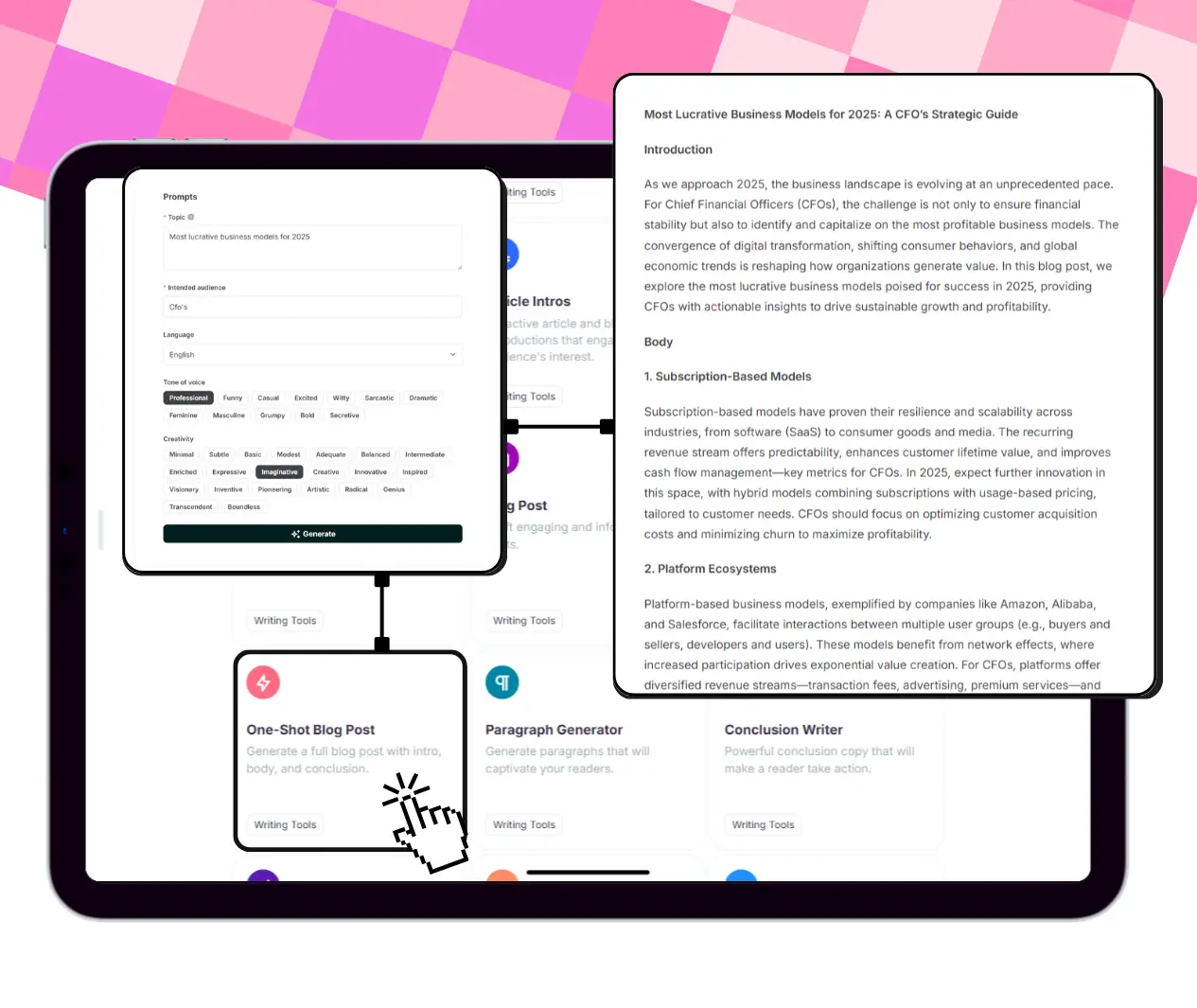 PixicAI AI writer templates